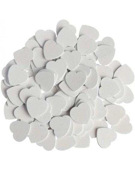 Confetti Wall Sticker Hearts Shaped Wood Crafts Wooden Chips Confetti Slices 100pcs 18mm New Year colloc ation(White) - White...