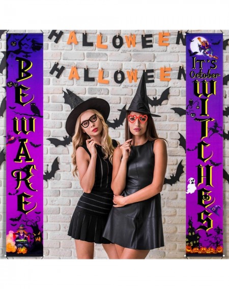 Banners Halloween Party Decorations Witches Banner It's October Witches Wizard Party Favor- Halloween Backdrop Witches Door S...