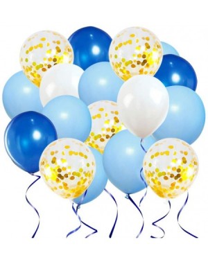 Balloons Blue and Gold Confetti Balloons- 12 inch Baby Blue and White Latex Balloon for Baby Shower Supplies Birthday Party D...
