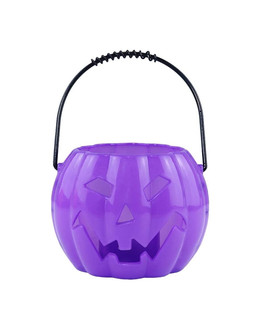 Party Favors Halloween Candy Basket Light Up Pumpkin Barrel Trick Treat Bucket Decorative Pumpkin Lights Props - Purple - C11...