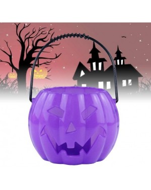 Party Favors Halloween Candy Basket Light Up Pumpkin Barrel Trick Treat Bucket Decorative Pumpkin Lights Props - Purple - C11...