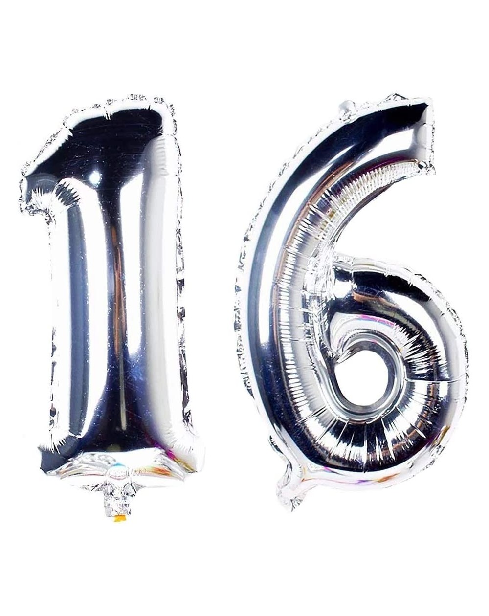 Balloons 40 in Big Sweet 16 Number Balloons Jumbo Number 16 Balloons for Sweet 16 Birthday Decorations (Silver- 40 in) - Silv...