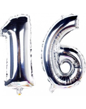 Balloons 40 in Big Sweet 16 Number Balloons Jumbo Number 16 Balloons for Sweet 16 Birthday Decorations (Silver- 40 in) - Silv...