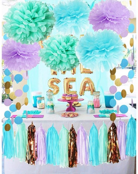 Tissue Pom Poms Mermaid Party Decorations Under The Sea Theme Purple Blue Mint Baby Shower Decorations Tissue Pom Poms First ...