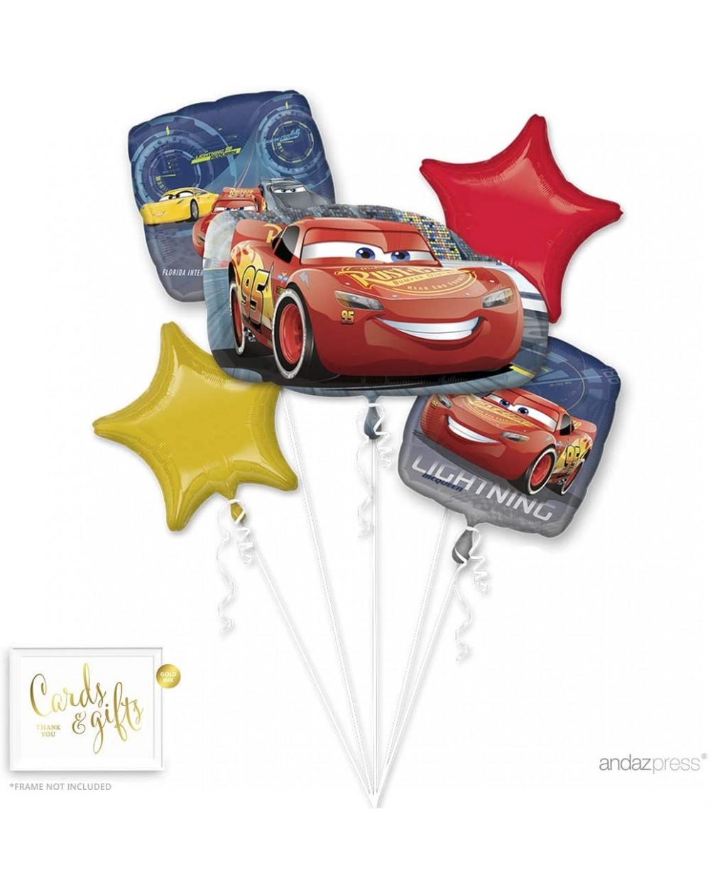 Balloons Balloon Bouquet Party Kit with Gold Cards & Gifts Sign- Disney Cars Birthday Foil Mylar Balloon Decorations- 1-Set -...