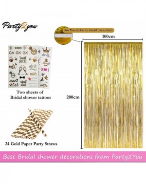 Party Packs Bachelorette Party and Bridal Shower Gold Decorations & Accessories Set- Bride Balloon- Backdrop curtain- Paper s...