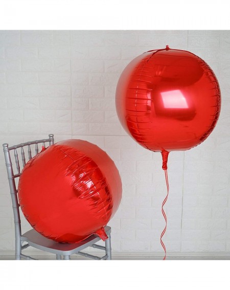 Balloons 2 Pack 18" Red Aluminum Foil Round Sphere Balloon Wholesale 4D Orbz Mylar Balloons - Red - CH18WT6HMI9 $8.05