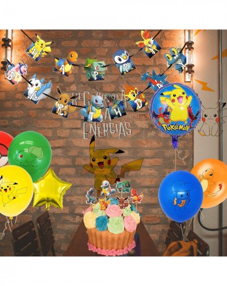 Party Packs 59Pcs Pikachu Party Decorations-Pokemons Party Decoration-Pikachu Birthday Party Supplies-Pikachu Party Favor for...