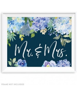 Guestbooks Navy Blue Hydrangea Floral Garden Party Wedding Collection- Party Signs- Mr. & Mrs- 8.5x11-inch- 1-Pack - Mr & Mrs...