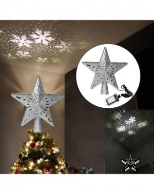 Tree Toppers 9.5" Christmas Tree Topper- Festive Christmas Treetop Star Projector- Silver Snowflake Lighting Décor for Christ...