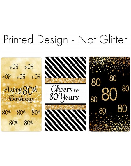 Party Favors 80th Birthday Party Mini Candy Bar Wrappers - Black and Gold - 45 Stickers - C512MZZLHJ4 $7.50