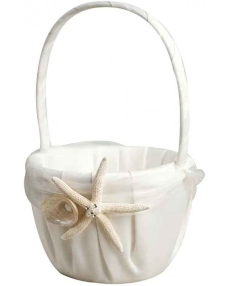 Ceremony Supplies Wedding Flower Basket Ring Pillow Sets- Beach Theme Stafish Seashell Design Wedding Girls Flower Basket Rin...