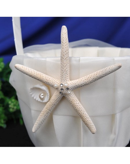 Ceremony Supplies Wedding Flower Basket Ring Pillow Sets- Beach Theme Stafish Seashell Design Wedding Girls Flower Basket Rin...