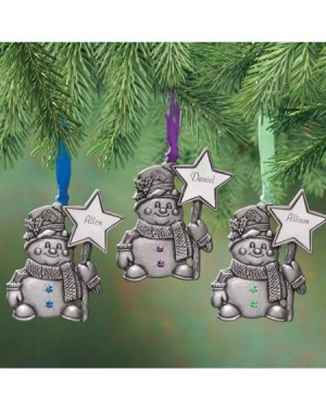 Ornaments Personalized Pewter Birthstone Snowman Ornament- August - August - C118LNNC329 $28.82