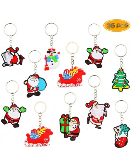 Party Favors 36 Pcs Santa Claus Cartoon Keychain PVC Soft Keychain Cartoon Key Pendant Creative Key Ring Small Gift For Chris...