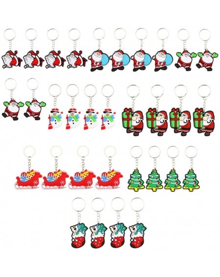 Party Favors 36 Pcs Santa Claus Cartoon Keychain PVC Soft Keychain Cartoon Key Pendant Creative Key Ring Small Gift For Chris...