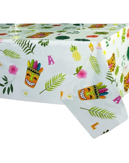 Tablecovers Hawaiian Luau Table Covers - 2 Pack 71" x 43.3" Disposable Plastic Tablecloth Aloha Tiki Party Supplies Summer Po...