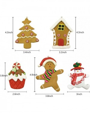 Ornaments 5pcs Gingerbread Christmas Ornaments - Clay Figurine Gingerbread Man House Tree Snowman Cupcake Cookie Ornaments fo...