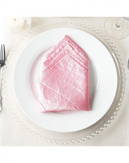 Tableware 10 pcs 20-Inch Pink Crinkled Crushed Taffeta Dinner Napkins - for Wedding Party Events Restaurant Kitchen Home - Pi...