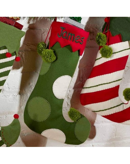 Stockings & Holders Personalized Whimsical Jester Stocking (Green Dots) - Green Dots - CX18L5TX8D5 $28.28