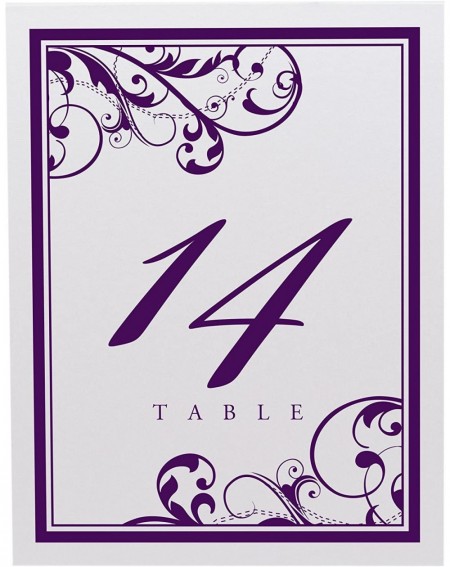 Place Cards & Place Card Holders Scribble Vintage Swirl Table Numbers (Select Color/Quantity)- White- Eggplant- 1-15- Perfect...