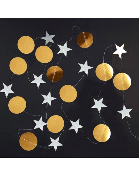 Banners & Garlands Gold Silver Star and Circle Dot Garland Decorations Glitter Reflective Paper Hanging Bunting Banner Backdr...