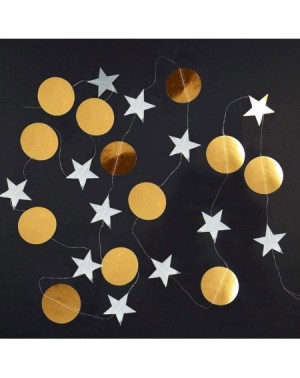 Banners & Garlands Gold Silver Star and Circle Dot Garland Decorations Glitter Reflective Paper Hanging Bunting Banner Backdr...