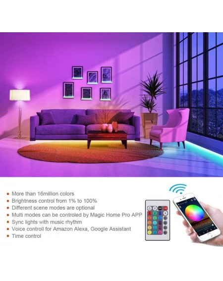 Rope Lights LED Strip Lights- 16.4ft WiFi Wireless Smart Phone Controlled Waterproof IP65 RGBWW Light Strip Kit 5050 LED Ligh...
