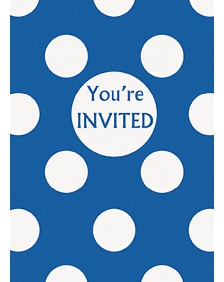 Invitations Royal Blue Polka Dot Party Invitations- 8ct - CD11IAUGQTH $10.10
