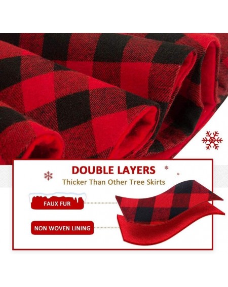 Tree Skirts 48 Inches Christmas Tree Skirt Double Layers Red and Black Plaid Buffalo for Xmas Holiday Tree Decorations - 48" ...