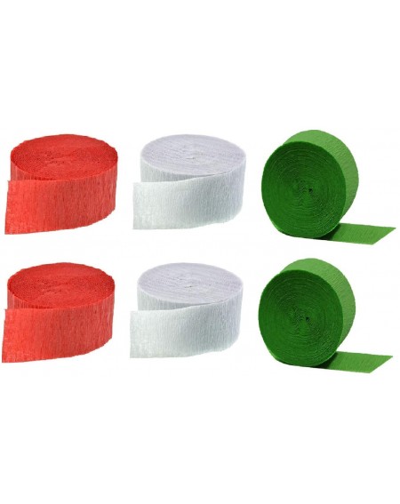 Streamers Christmas Crepe Paper Streamers (Red- Lime Green and White 2 Rolls Each) - Red + Special Edition Lime Green + White...