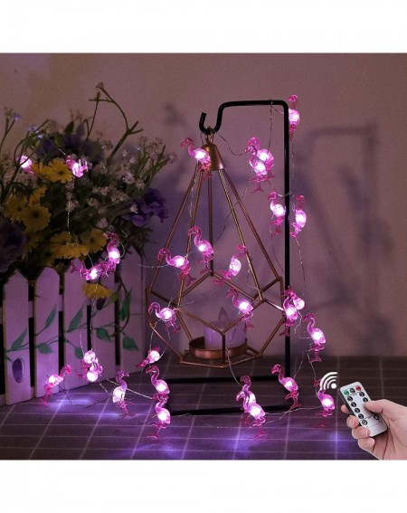 Indoor String Lights Flamingo Decorative String Lights- 13.85 Ft 40 Cold White LED Weatherproof Battery Operated 8 Modes Spri...