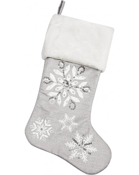 Stockings & Holders 18"x11" Silver Snowflake Stocking - CI12HXB8V0V $19.86