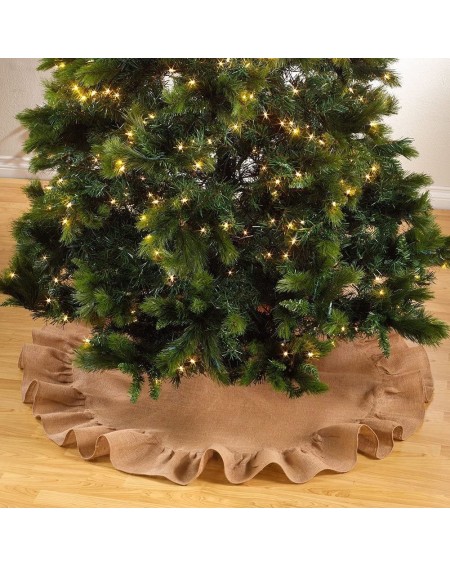 Tree Skirts Natural Color Jute Burlap Christmas Holiday Ruffled Tree Skirt- 53 Inch Round - Natural - CW128Z5J8KB $20.49