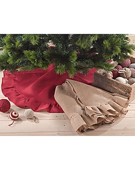 Tree Skirts Natural Color Jute Burlap Christmas Holiday Ruffled Tree Skirt- 53 Inch Round - Natural - CW128Z5J8KB $20.49
