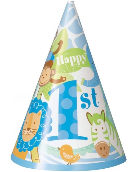 Party Hats Blue Safari First Birthday Party Hats- 8ct - CU11UWE0TPR $10.57