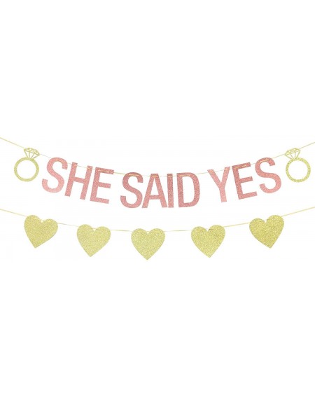Banners & Garlands She Said Yes Banner - Just Engaged Decorations- Wedding- Engagement- Bridal Shower Party Decorations (Rose...