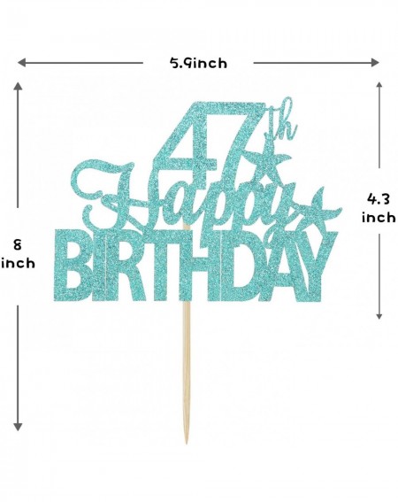 Cake & Cupcake Toppers Blue Glitter Happy 47th Birthday Cake Topper- Hello 47- Cheers to 47 Years Old- 47 Years Old Party Dec...