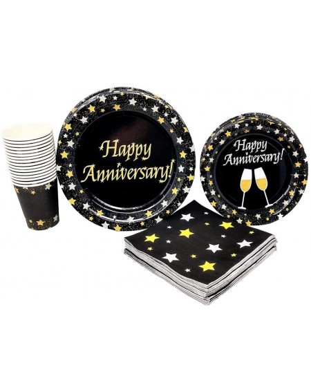 Party Packs Anniversary Party Supplies (65+ Pieces for 16 Guests!)- Milestone Celebration Kit- Anniversary Tableware Pack- Bl...
