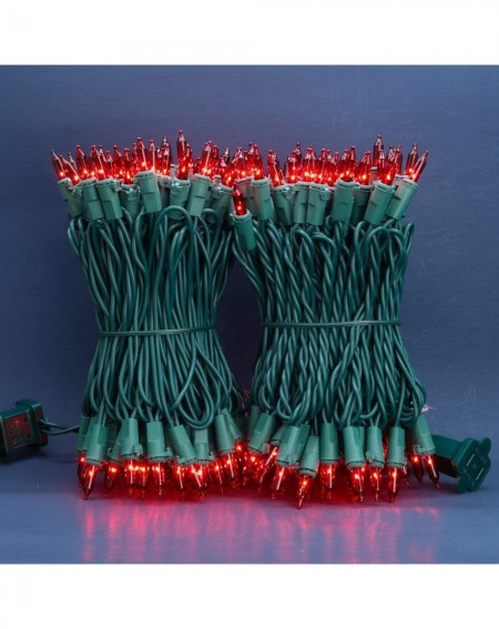 Outdoor String Lights Red Incandescent Christmas Lights- 66 Ft Green Wire 200 Mini Lights- UL Certified Holiday String Light-...