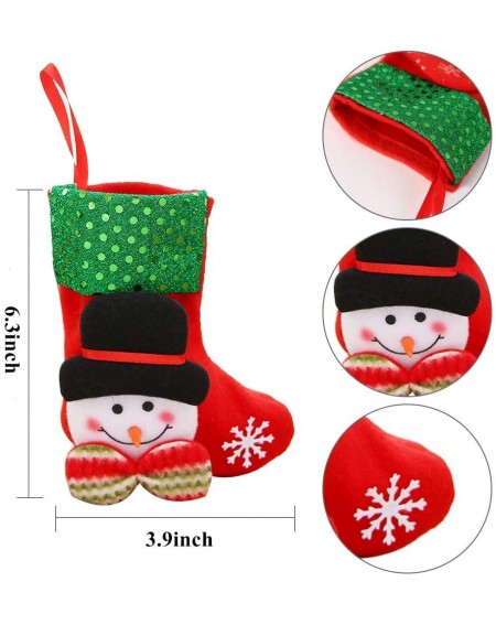Stockings & Holders 8Pcs Mini Christmas Stockings with Sequins Bulk Favors 3D Christmas Tree Stocking Ornaments Santa Snowman...