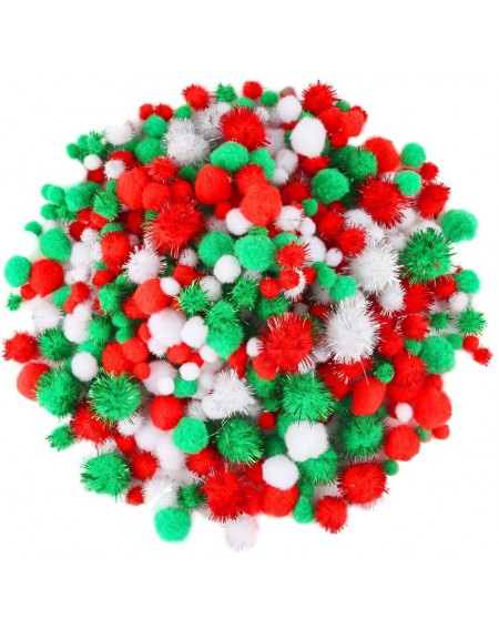 Tissue Pom Poms 500 Pieces Christmas Assorted Pom Poms in 4 Sizes with Glitter Pom Poms for Christmas DIY- Creative Crafts De...