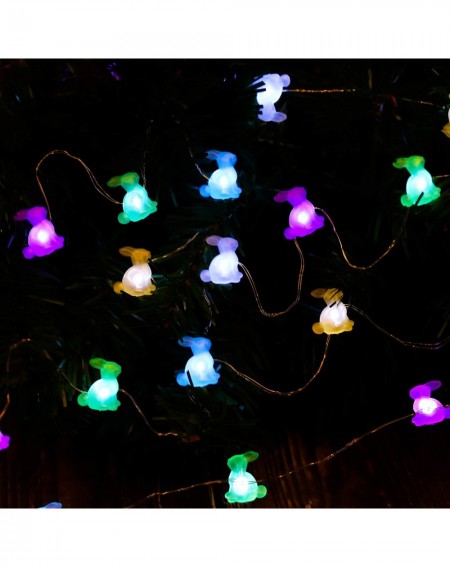Indoor String Lights 13.1 Feet 40 Easter Bunny Decoration Lights Bunny Rabbit LED String Lights Battery Operated with 8 Flash...