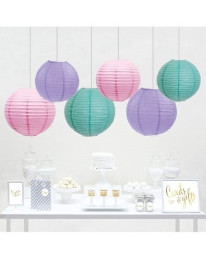Banners & Garlands Blush Pink- Mint Green- Lavender Hanging Paper Lanterns Decorative Kit- 6-Pack with Free Gifts Table Party...