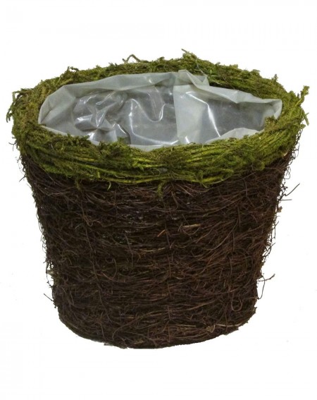 Tree Toppers Moss Rim 6" w/Soft Liner Natural Grapevine Pot - Grapevine - 6" - CU18KSIXRDT $20.30