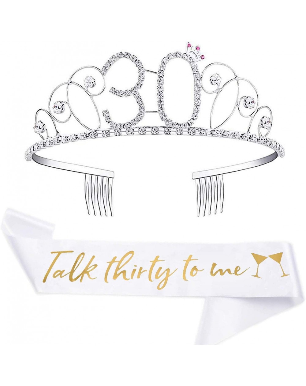 Favors 30th Birthday Sash and Tiara Kit- Talk Thirty to Me Birthday Sash with Crown- Birthday Gifts for Women 30th Birthday P...
