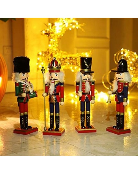 Nutcrackers Wooden Nutcracker Ornaments Christmas Decoration Figures Puppet Toys Home Decor (12 Inch- Scepter) - Scepter - C9...