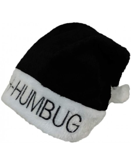 Hats Bah Humbug! Santa Claus Christmas Hat Black - CC18ZWL8ENT $10.45