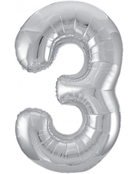 Balloons 34" Foil Silver Number 3 Balloon - 3 - CY12O2Y28S8 $17.47