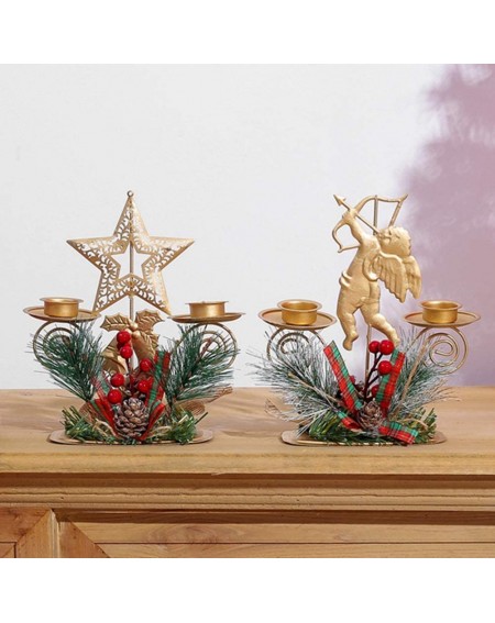 Candleholders Christmas Decoration-Xmas Tree Santa Elk Iron Rack Candle Holder Candlestick Gift Desktop Ornament - Santa Clau...